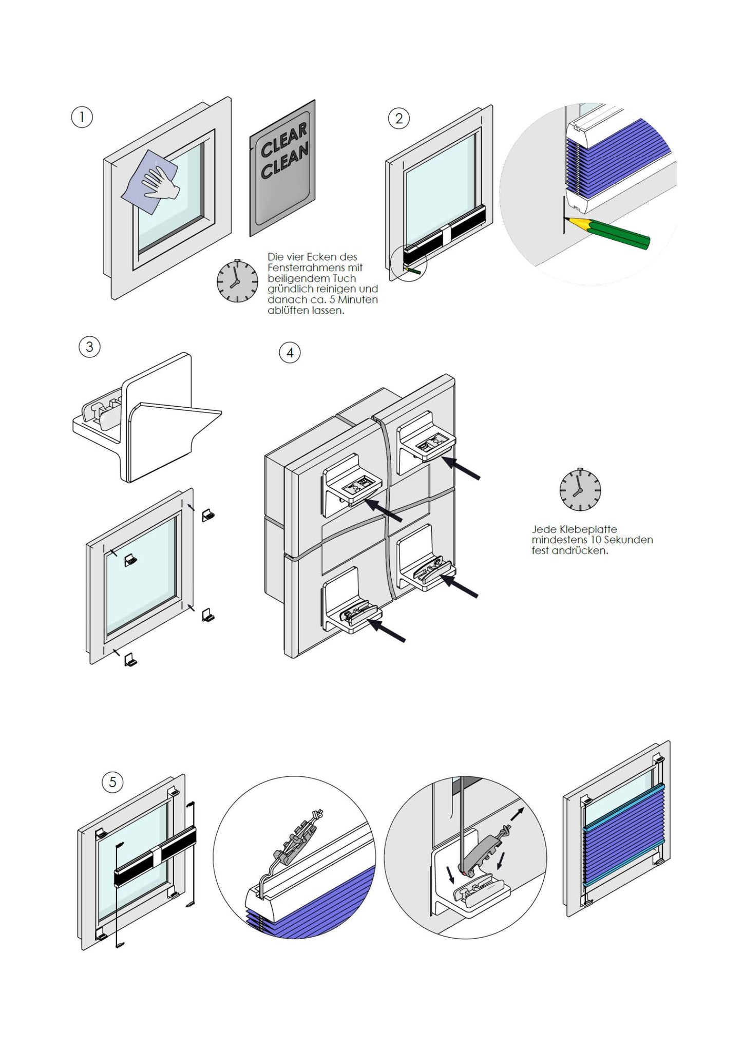 PLIMA fix universal adhesive plate for pleated blind mounting on the PVC frame